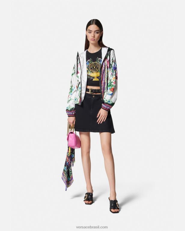 roupas P2TX2231 Versace camiseta de jardim com emblema v ouro Preto mulheres