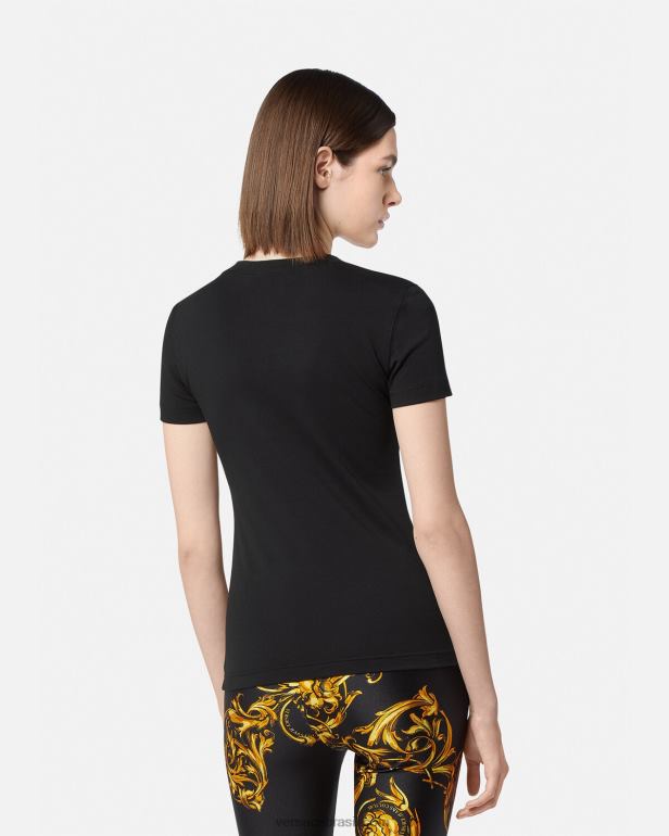 roupas P2TX2233 Versace camiseta com logotipo ouro Preto mulheres