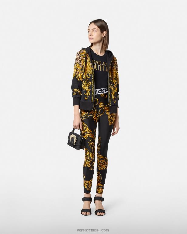 roupas P2TX2233 Versace camiseta com logotipo ouro Preto mulheres