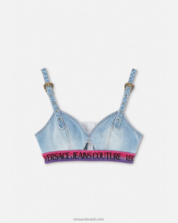 roupas P2TX2200 Versace blusa jeans com logo azul mulheres