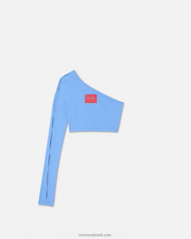 roupas P2TX2213 Versace número da peça top de manga única azul claro mulheres