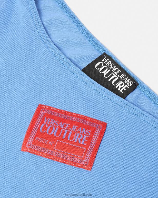 roupas P2TX2213 Versace número da peça top de manga única azul claro mulheres