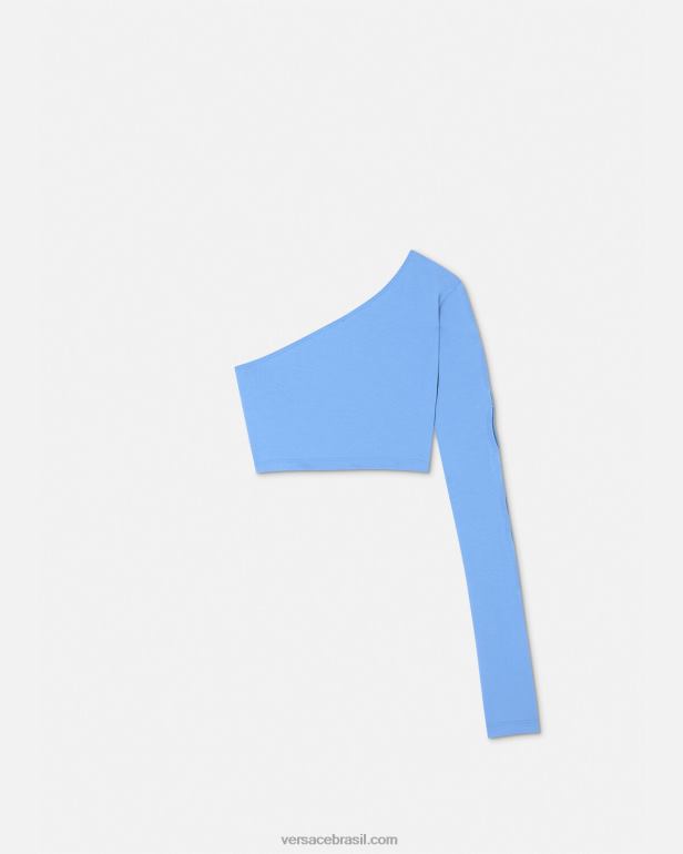 roupas P2TX2213 Versace número da peça top de manga única azul claro mulheres