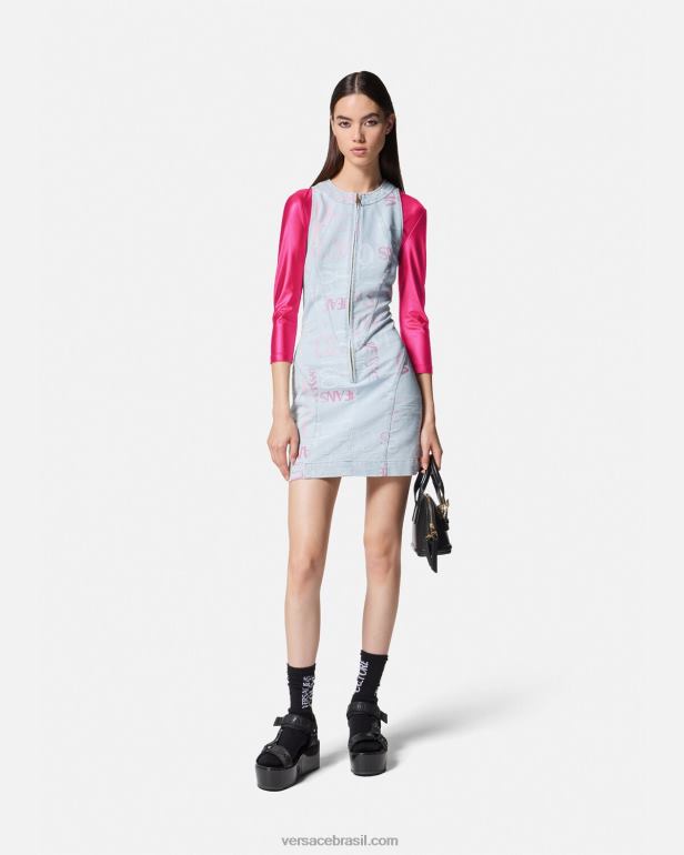 roupas P2TX2214 Versace top cropped com logo fúcsia mulheres