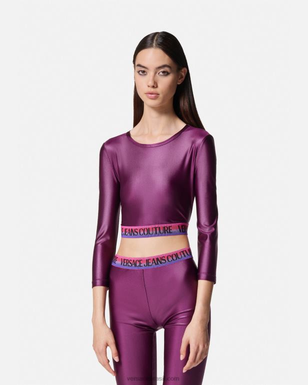 roupas P2TX2216 Versace top cropped com logo tolet mulheres