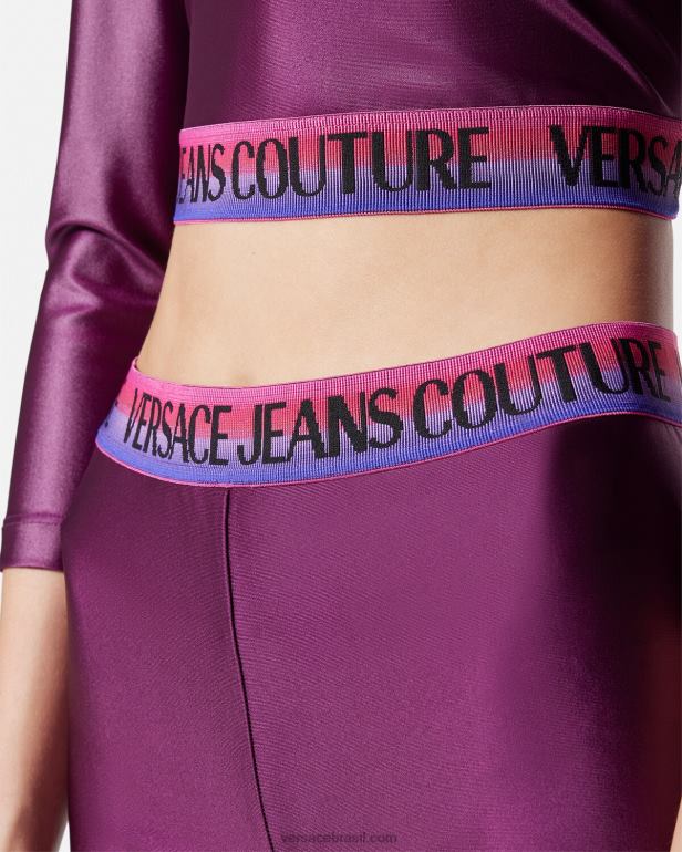 roupas P2TX2216 Versace top cropped com logo tolet mulheres