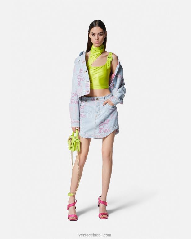 roupas P2TX2217 Versace top curto com fivela barroca Lima mulheres