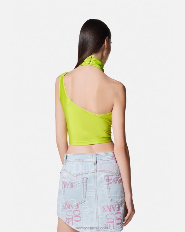 roupas P2TX2217 Versace top curto com fivela barroca Lima mulheres