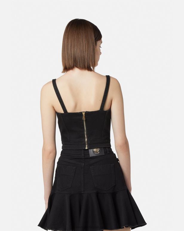 roupas P2TX2219 Versace Top bustier de alta costura barroca com 1 fivela preto mulheres