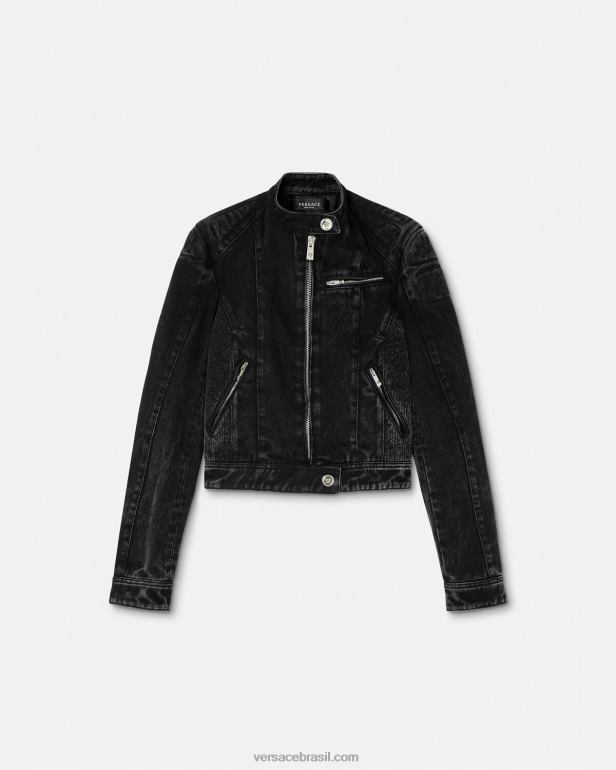 roupas P2TX100 Versace jaqueta jeans medusa preto mulheres