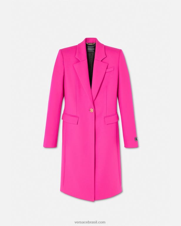 roupas P2TX104 Versace casaco longo de lã medusa fúcsia mulheres