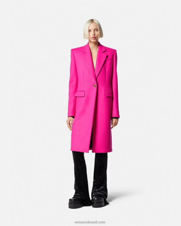 roupas P2TX104 Versace casaco longo de lã medusa fúcsia mulheres