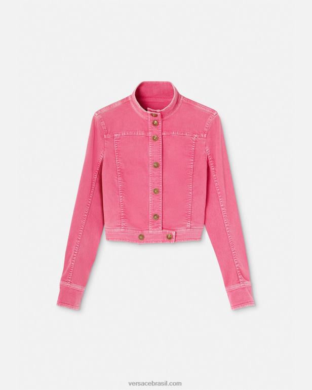 roupas P2TX2254 Versace jaqueta jeans cropped fúcsia mulheres