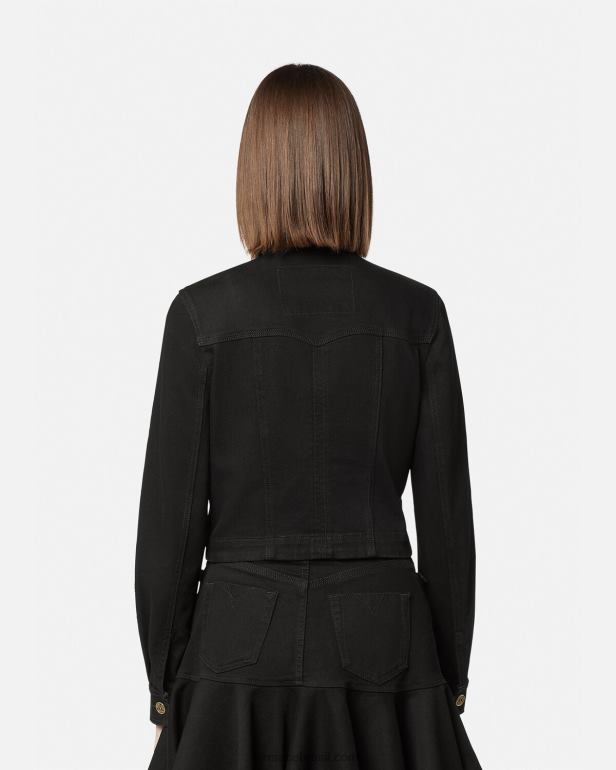 roupas P2TX2255 Versace alta costura barroca 1 jaqueta jeans preto mulheres