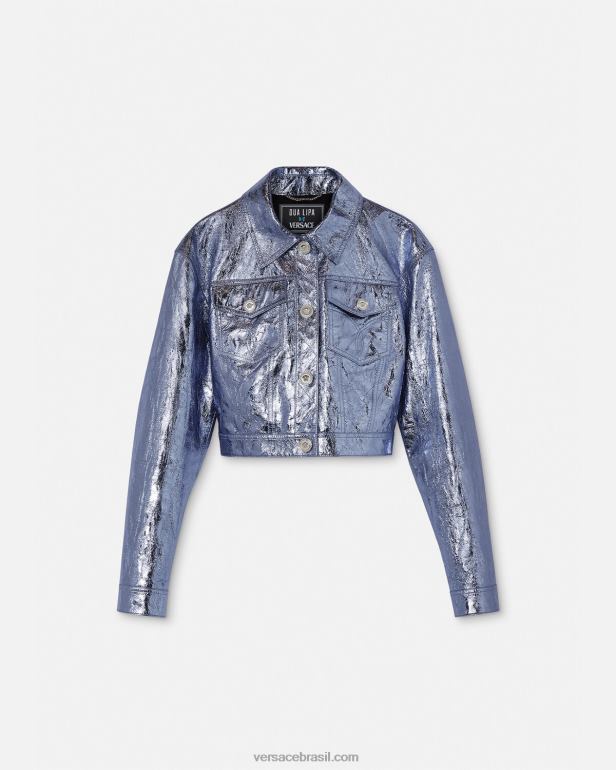 roupas P2TX80 Versace jaqueta de couro metalizada medusa metálico mulheres