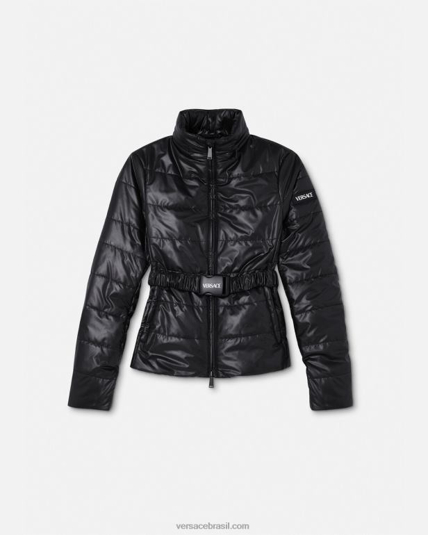 roupas P2TX94 Versace jaqueta puffer com logo preto mulheres