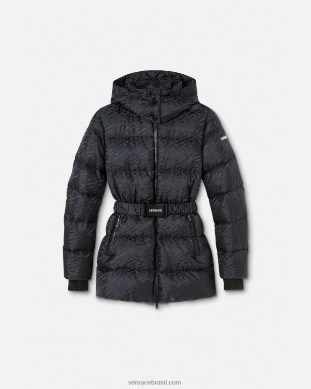 roupas P2TX95 Versace jaqueta puffer la greca preto mulheres