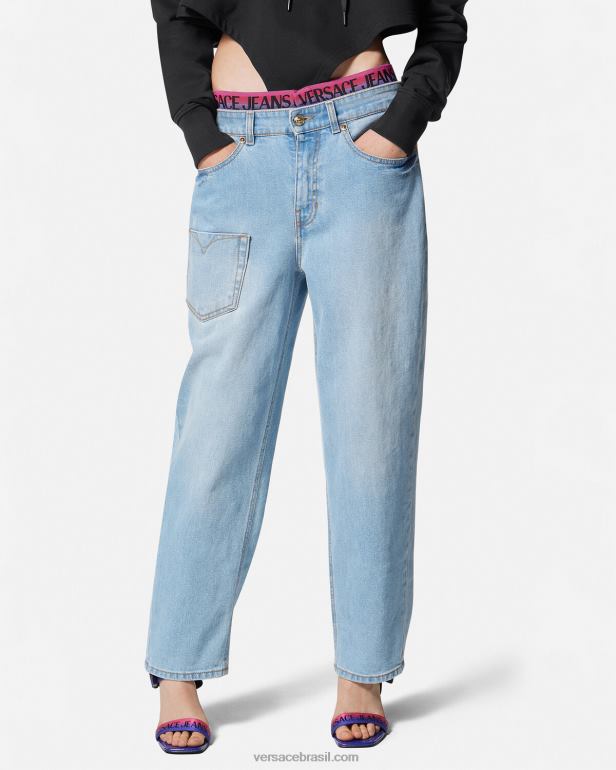 roupas P2TX2237 Versace calça jeans com logo azul mulheres