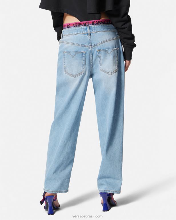 roupas P2TX2237 Versace calça jeans com logo azul mulheres