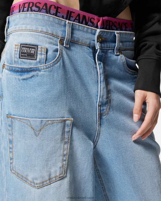 roupas P2TX2237 Versace calça jeans com logo azul mulheres