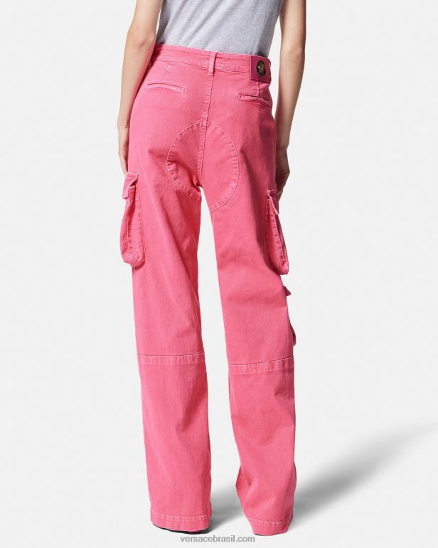 roupas P2TX2243 Versace calça jeans cargo reta fúcsia mulheres