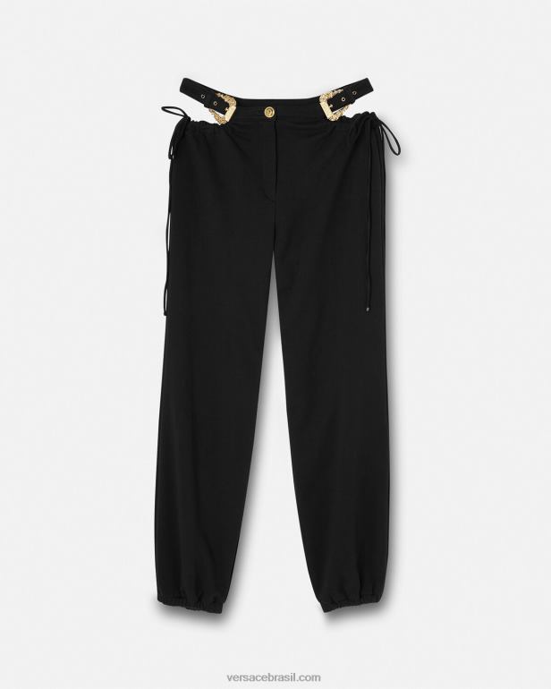 roupas P2TX2244 Versace calça de moletom com fivela barroca preto mulheres