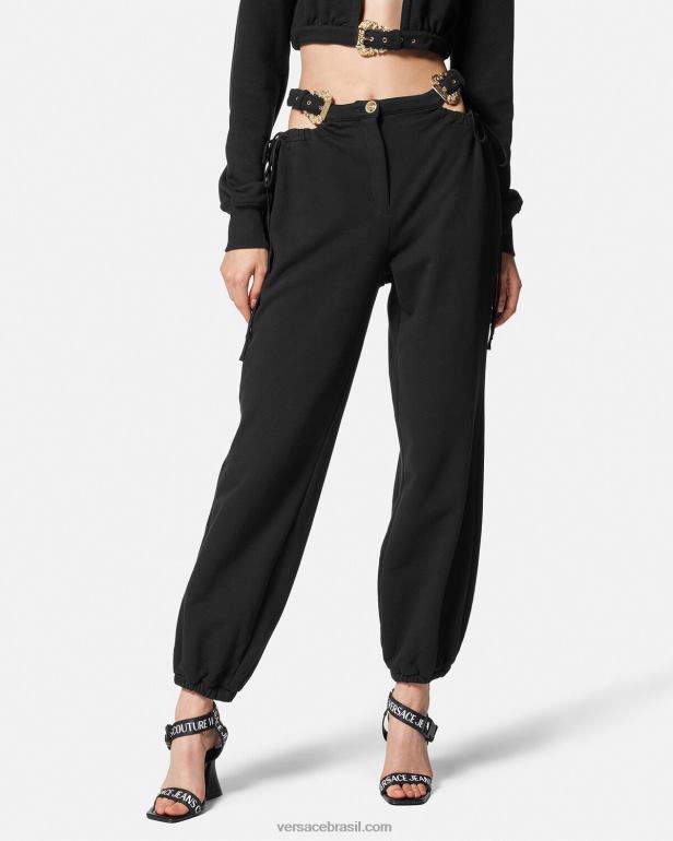 roupas P2TX2244 Versace calça de moletom com fivela barroca preto mulheres