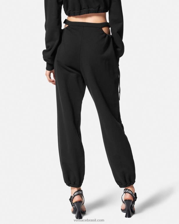 roupas P2TX2244 Versace calça de moletom com fivela barroca preto mulheres
