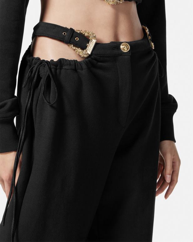roupas P2TX2244 Versace calça de moletom com fivela barroca preto mulheres