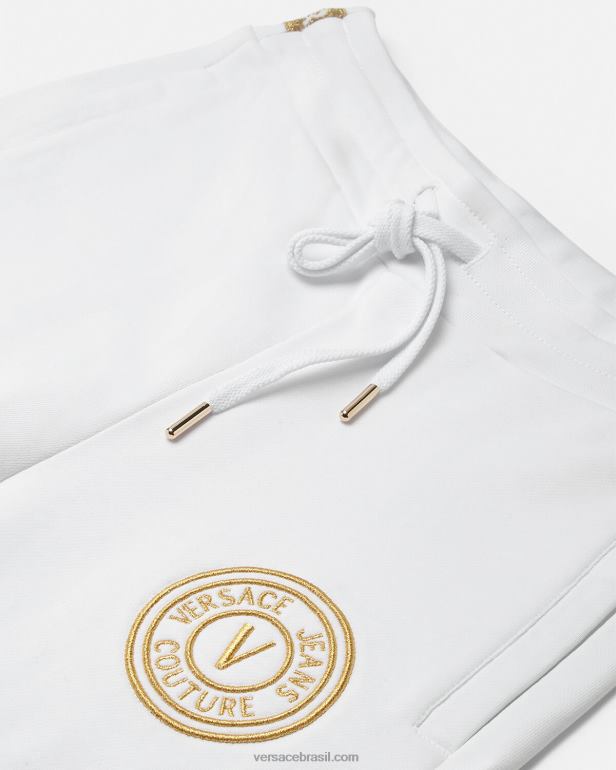 roupas P2TX2245 Versace calça de moletom com emblema v ouro e branco mulheres