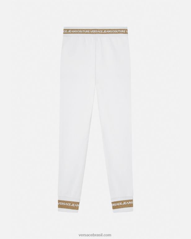 roupas P2TX2245 Versace calça de moletom com emblema v ouro e branco mulheres