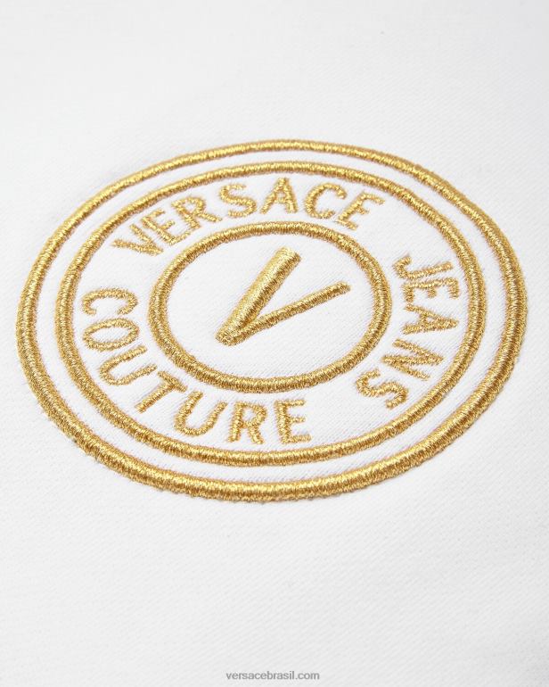 roupas P2TX2245 Versace calça de moletom com emblema v ouro e branco mulheres