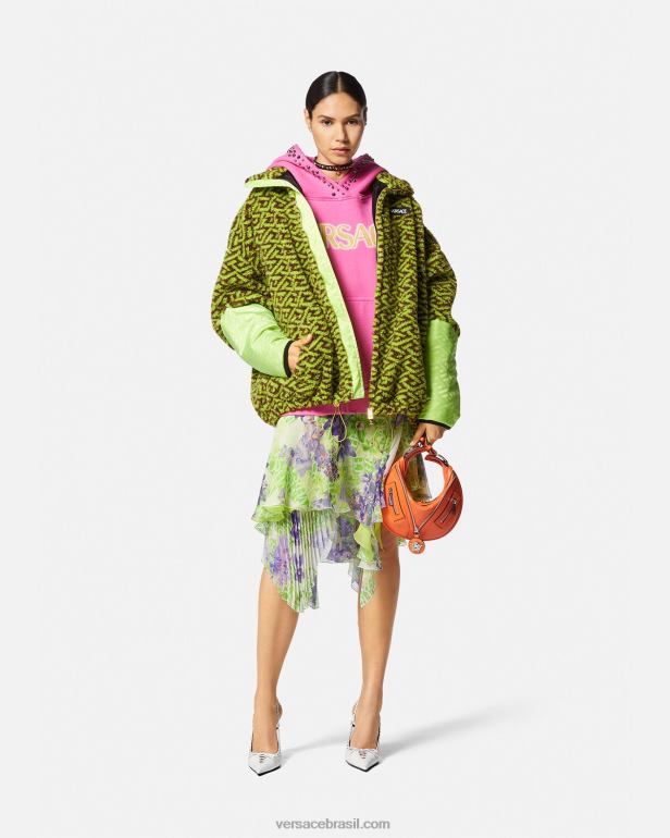 roupas P2TX143 Versace moletom com capuz e logo desgastado rosa mulheres