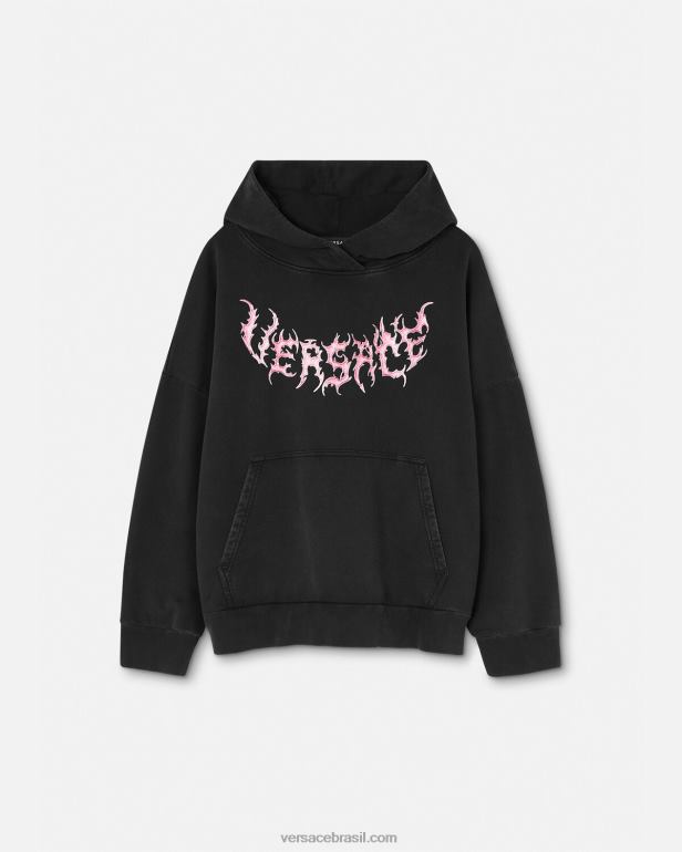 roupas P2TX144 Versace moletom com logotipo preto mulheres