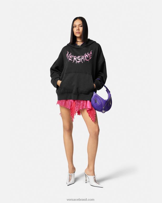 roupas P2TX144 Versace moletom com logotipo preto mulheres