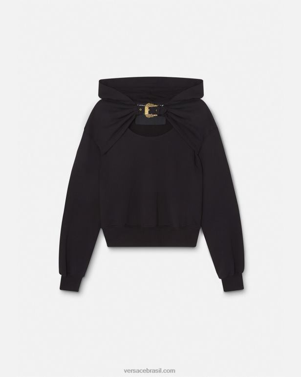roupas P2TX2154 Versace moletom com fivela barroca preto mulheres