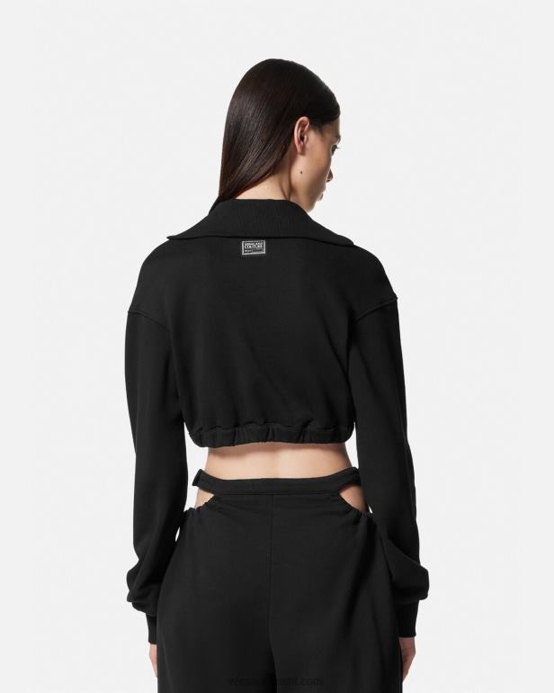 roupas P2TX2229 Versace moletom com capuz com fivela barroca preto mulheres