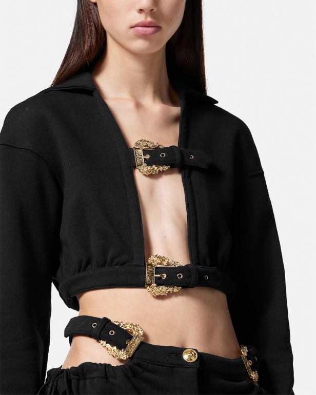 roupas P2TX2229 Versace moletom com capuz com fivela barroca preto mulheres