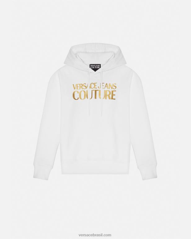 roupas P2TX2235 Versace moletom com logotipo ouro e branco mulheres