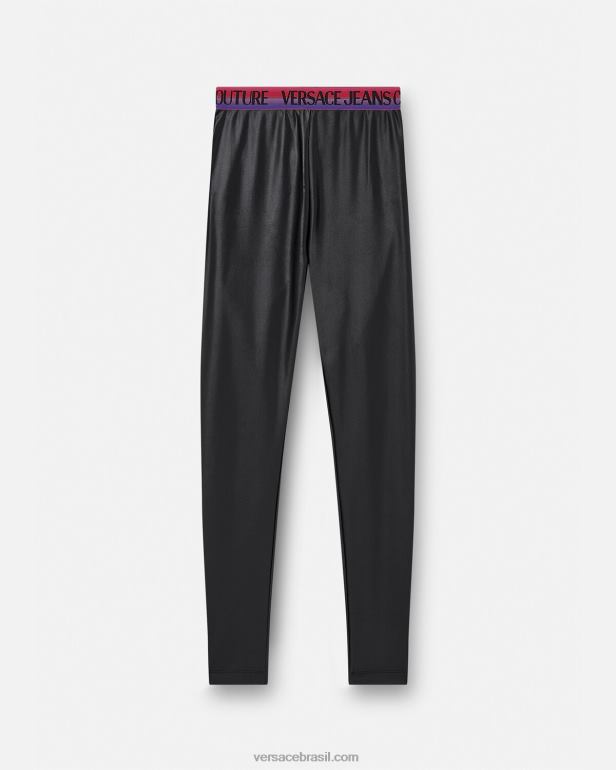 roupas P2TX2149 Versace leggings com logotipo preto mulheres