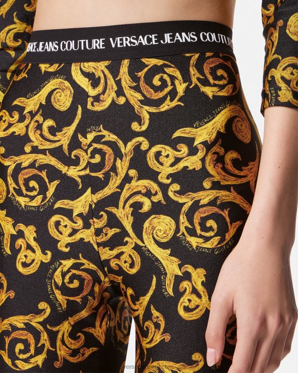 roupas P2TX2178 Versace esboçar leggings de alta costura ouro Preto mulheres