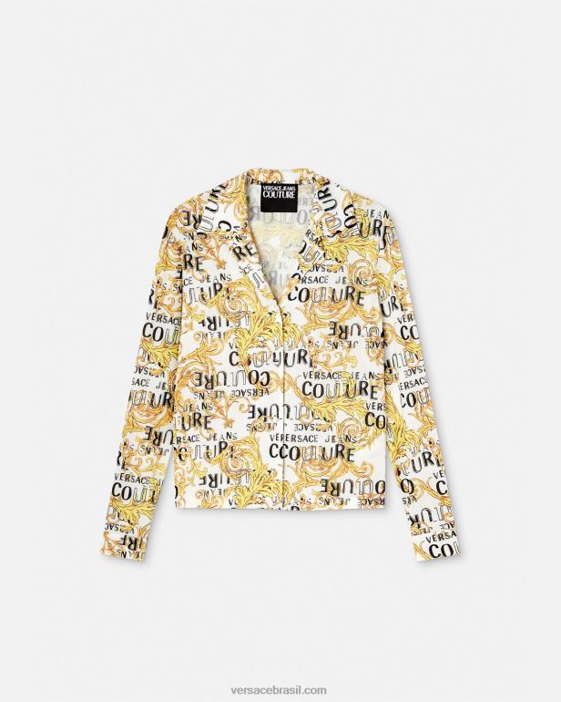 roupas P2TX2201 Versace camisa de alta costura com logotipo ouro e branco mulheres