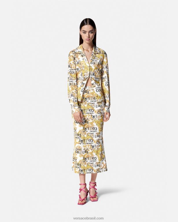 roupas P2TX2201 Versace camisa de alta costura com logotipo ouro e branco mulheres