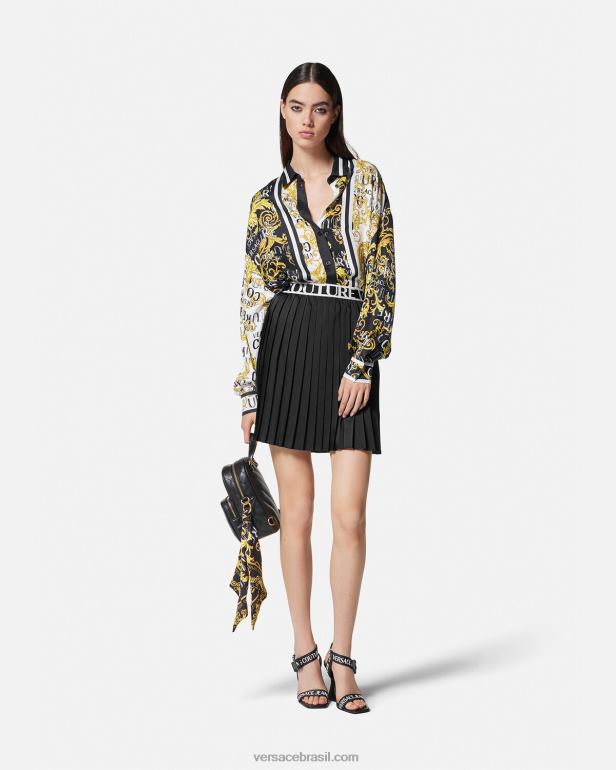 roupas P2TX2202 Versace camisa de alta costura com logotipo ouro Preto mulheres