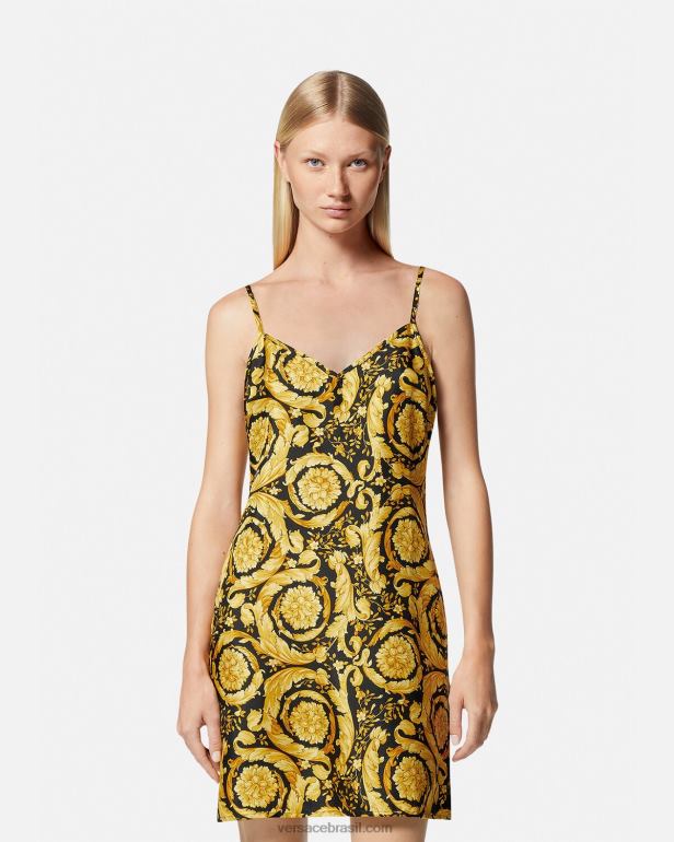 roupas íntimas e moda praia P2TX1029 Versace pijama de seda barroco imprimir mulheres