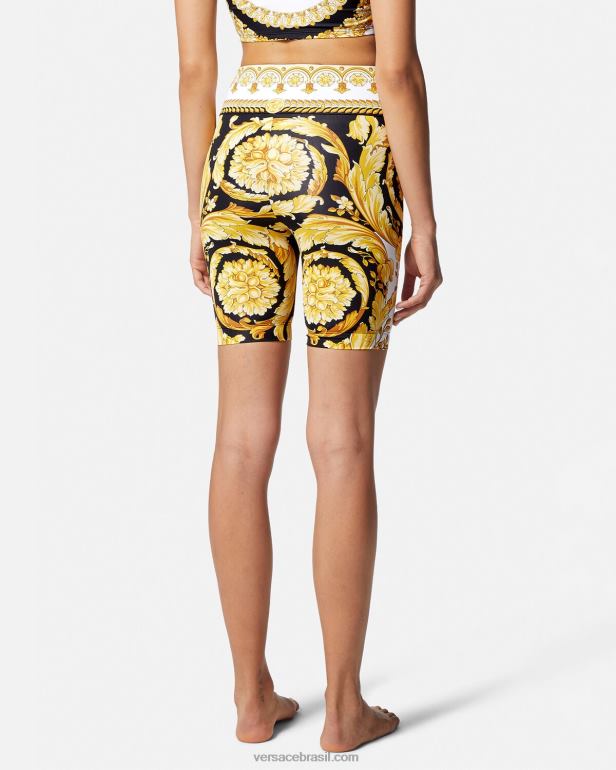 roupas P2TX230 Versace shorts de bicicleta de ginástica barocco imprimir mulheres