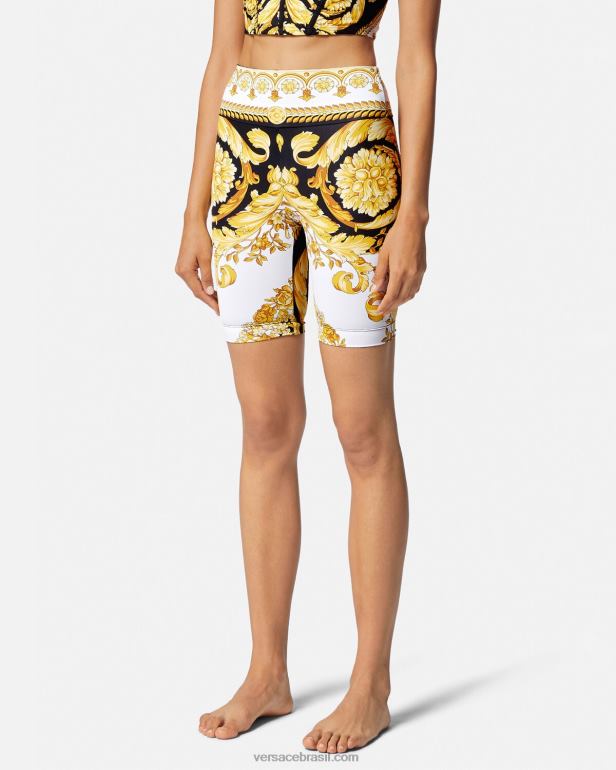 roupas P2TX230 Versace shorts de bicicleta de ginástica barocco imprimir mulheres