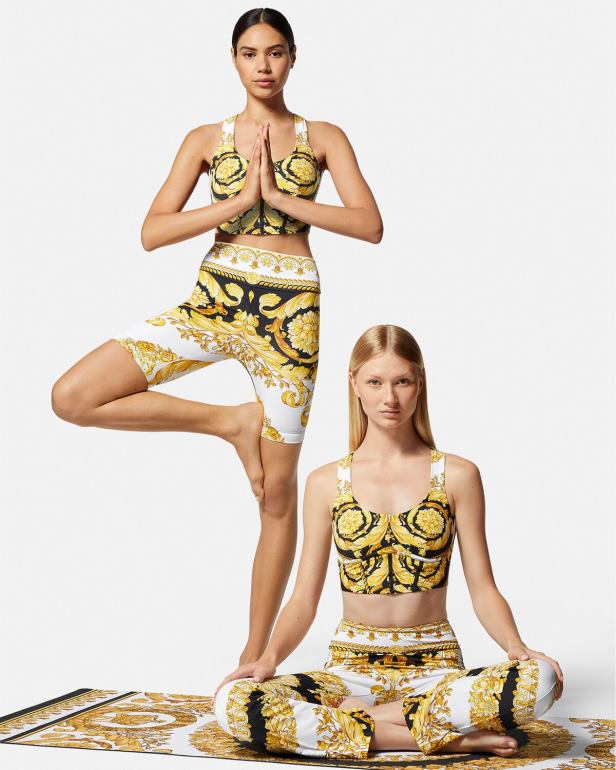 roupas P2TX230 Versace shorts de bicicleta de ginástica barocco imprimir mulheres