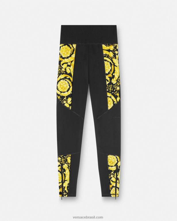 roupas P2TX233 Versace legging de ginástica barroco preto mulheres