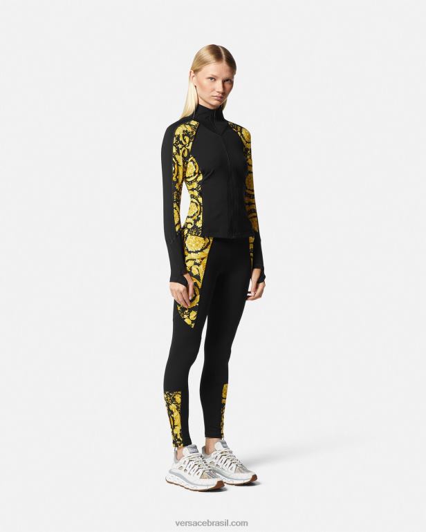 roupas P2TX233 Versace legging de ginástica barroco preto mulheres